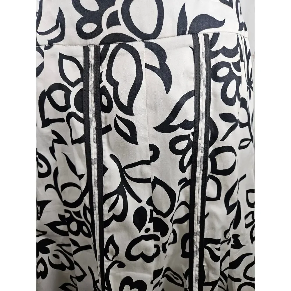Willi Smith‎ Womens Cotton Flared Skirt Black White Size 10
